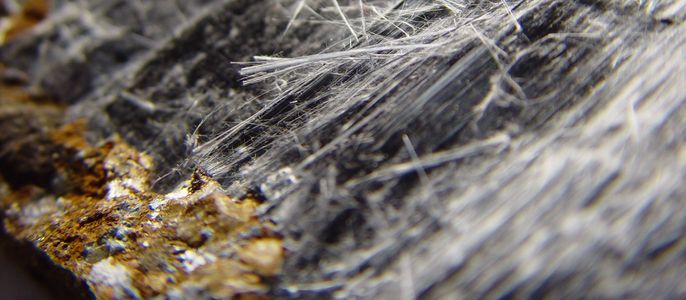 Darstellung einer mikroskopischen Aufnahme von Asbestfasern.