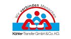 Ein Logo mit dem Text "Wir verbinden Menschen" und "Köhler-Transfer GmbH & Co.KG".